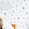Grey And Brown Stars Boho Style Wall Stickers