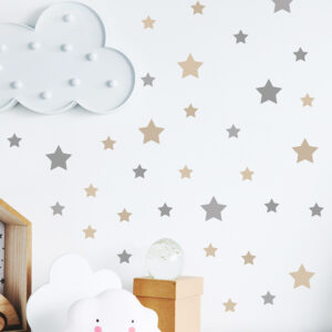 Grey And Brown Stars Boho Style Wall Stickers