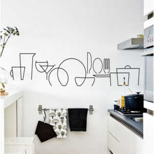 Abstract Kitchen Item Lines Wall Stickers
