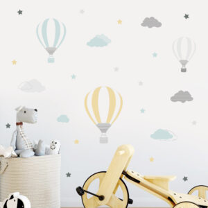 Cartoon Air Balloon Clouds Wall Stickers
