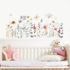 Cartoon Watercolor Floral Leaves Plant Wall Sticker