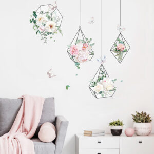 Fresh Flowers Hanging Basket Wall Stickers