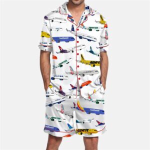 Airline Aircraft Satin Pajama Set For Men