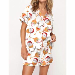 Aperol Spritz Christmas Satin Pajama Set For Women