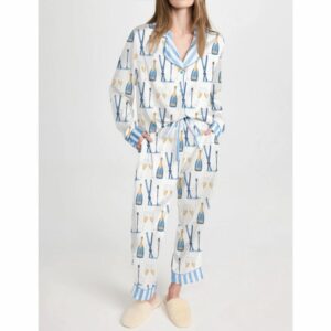 Apres Ski Champagne Pattern Pajama Set For Women