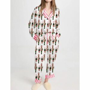 Bucket Nutcracker Print Satin Pajama Set For Women