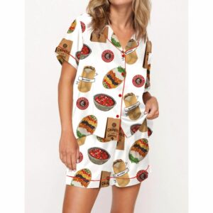 Burritos Bowls Mexican Grill Satin Pajama Set For Women