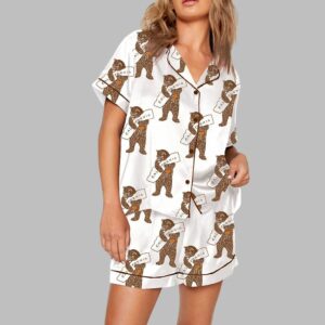 California Bear Hugging California Map Print Pajama Set