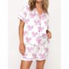 Champagne Tennis Satin Pajama Set For Women