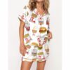 Chicken Nuggets Fast Food Satin Pajama Set For Women