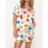 Chicken Nuggets Satin Pajama Set For Women