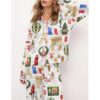 Christmas Paris Satin Pajama Set For Women