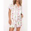 Christmas Wreath Nutcracker Satin Pajama Set For Women