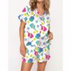 Colorful Pickleball Satin Pajama Set For Women