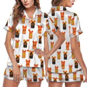 Halloween Season Satin Pajama Set For Women