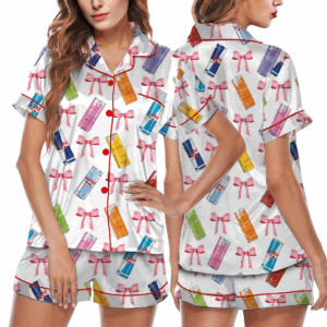 Energy Drink Coquette Bow Satin Pajama Set