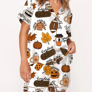 Fall Things Silk Satin Pajama Set For Women