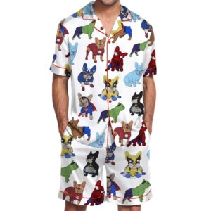 French Bulldog Superhero Men's Satin Pajama Set