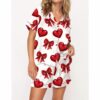Glitter Heart Valentine Satin Pajama Set For Women