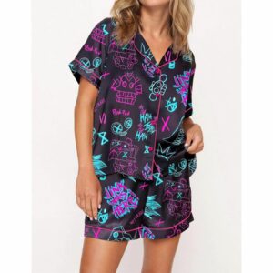 Graffiti Arcane Satin Pajama Set For Women