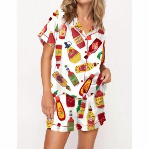 Hot Sauce Satin Pajama Set For Women