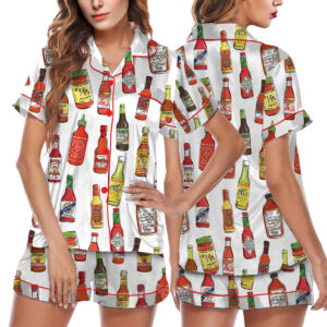 Hot Sauce Silky Satin Pajama Set For Women