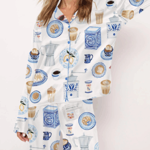 Italian Coffee Silk Satin Pajama Set For Women