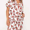 Ketchup Bottle Silk Satin Pajama Set For Women