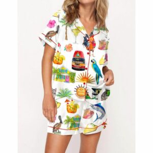 Key West Florida Travel Satin Pajama Set For Women