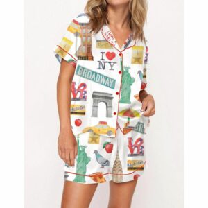 New York City Travel Satin Pajama Set For Women