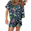 Pool Party Monkey Satin Pajama Set For Women