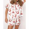 Santa Yoga Satin Pajama Set For Women