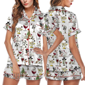 Snowman Christmas Satin Pajama Set For Women