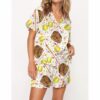 Softball Floral Satin Pajama Set For Women