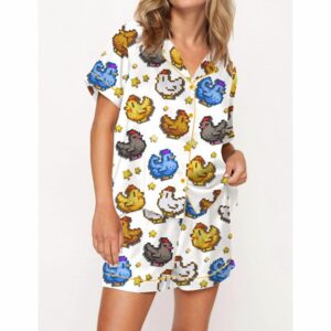 Stardew Valley Chicken Satin Pajama Set For Women
