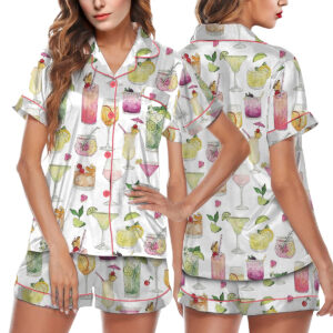 Summer Cocktail Satin Pajamas Set For Women