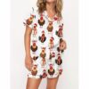 Сute Christmas Chickens Satin Pajama Set For Women
