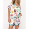 Travel Passport Destination Stamp Pajama Set For Women