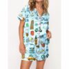 Travel Planner Pajama Set For Women