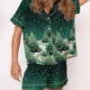 Women's Christmas Forest Snow Scene Satin Pajama Set