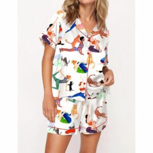 Yoga With Cat Pajama Set For Women