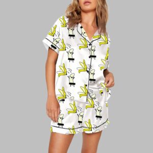 Banana Takes Off Clothes Print Pajama Set