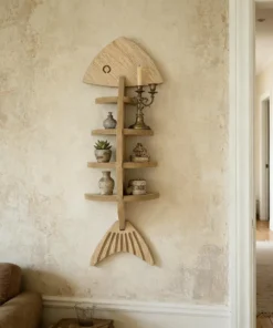 Alternative view of Unique Fish Bone Shaped Wooden Wall Shelf