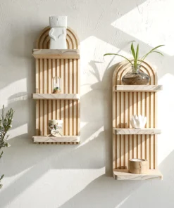 Alternative view of Boho Geometric Wooden Floating Shelf