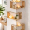 Modern Geometric Wooden Floating Shelves